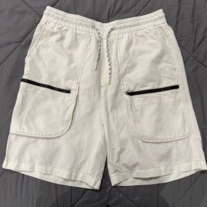 Zara White Cargo Shorts with Elastic Waistband
